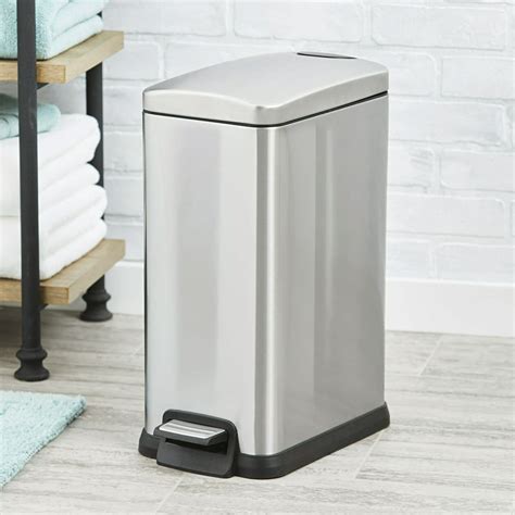 6 Gallon Bathroom Slim Profile <b>Trash</b> <b>Can</b>, Brushed Stainless Steel with Plastic Lid. . Walmart kitchen trash cans